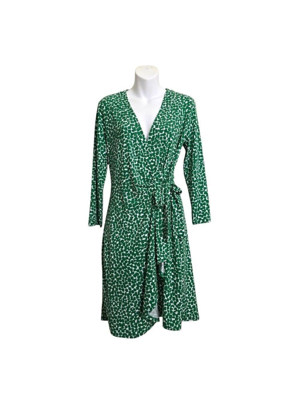 BCBGMaxAzria Green V-Neck Long Sleeve Wrap Mini Dress Sz M